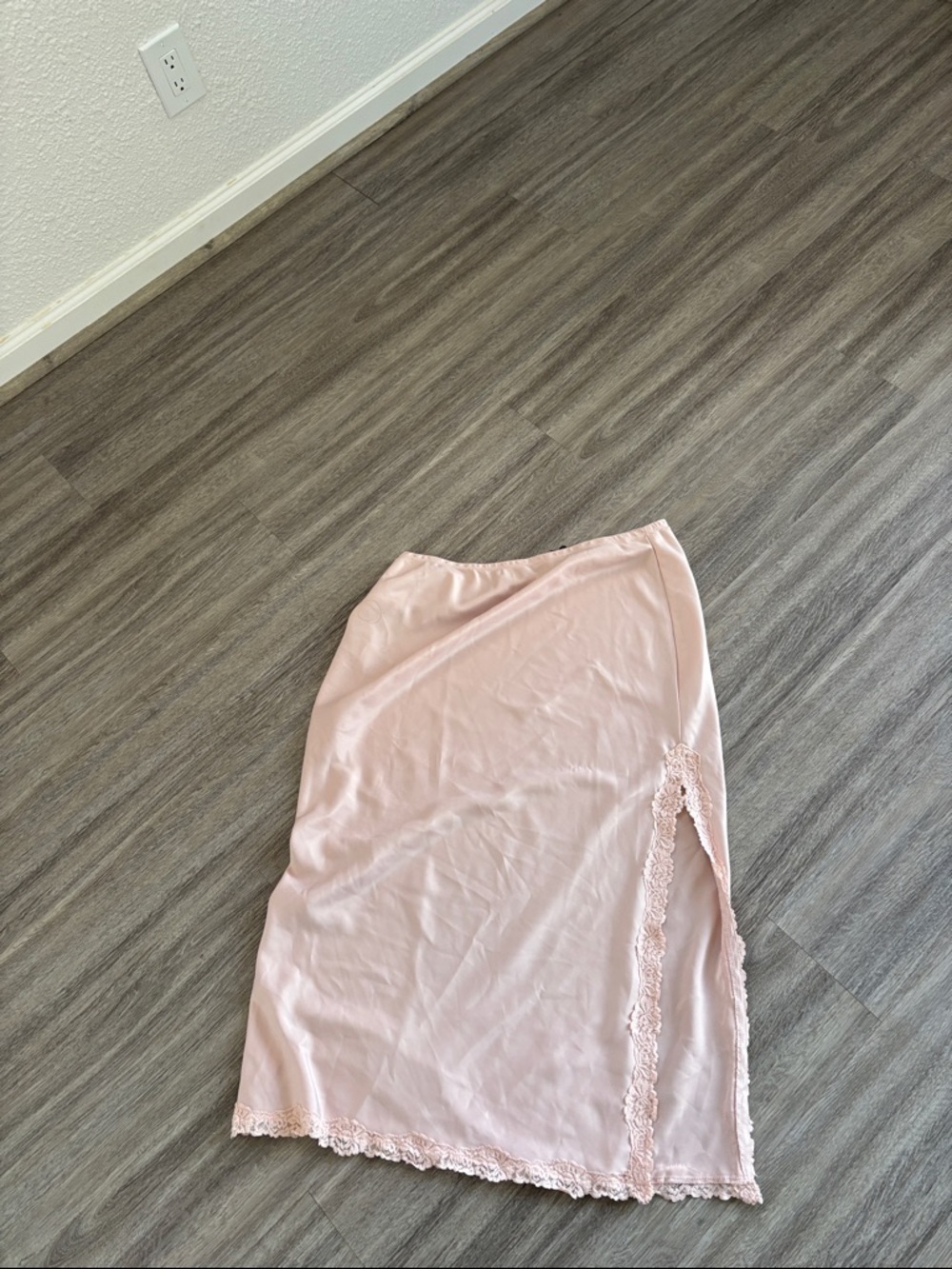 wild fable Blush Pink Lace-Trim Midi Skirt